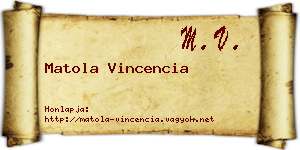 Matola Vincencia névjegykártya